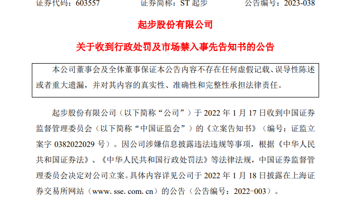 发逾期立案：披露财务数据不实、违规行为严重