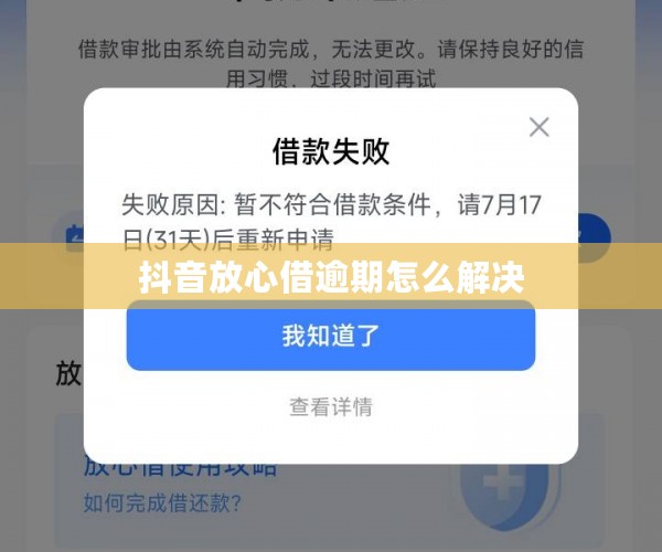 抖音放心借逾期怎么解决