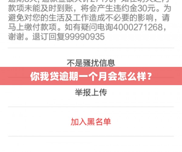 你我贷逾期一个月会怎么样？
