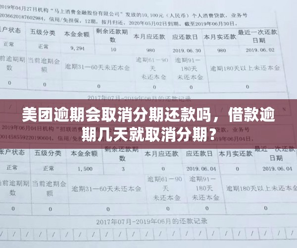 美团逾期会取消分期还款吗，借款逾期几天就取消分期？