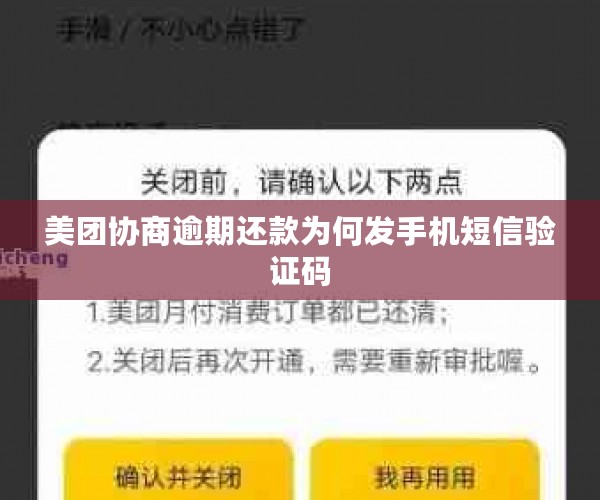 美团协商逾期还款为何发手机短信验证码