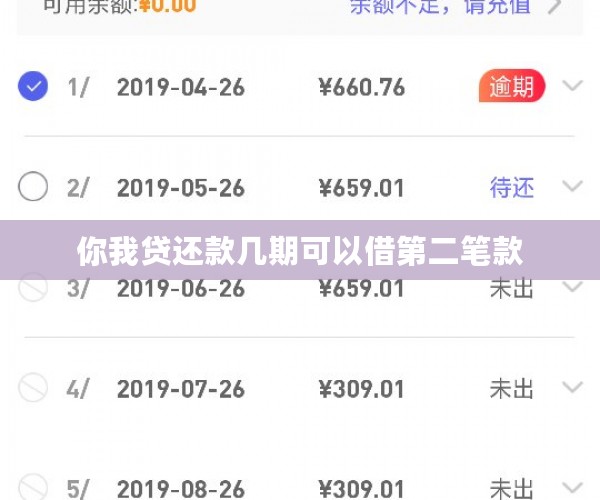 你我贷还款几期可以借第二笔款