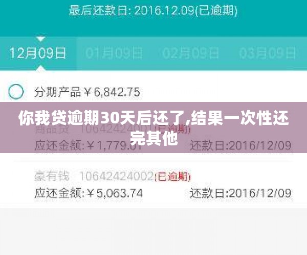 你我贷逾期30天后还了,结果一次性还完其他