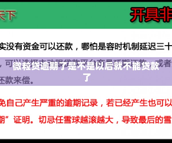 微粒贷逾期了是不是以后就不能贷款了