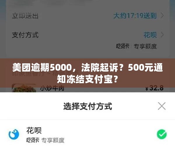 美团逾期5000，法院起诉？500元通知冻结支付宝？