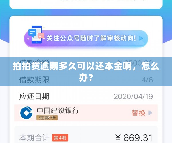 拍拍贷逾期多久可以还本金啊，怎么办？