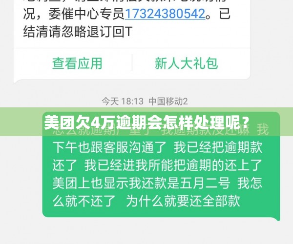 美团欠4万逾期会怎样处理呢？