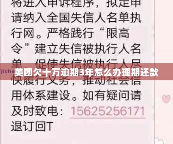 美团欠十万逾期3年怎么办理期还款