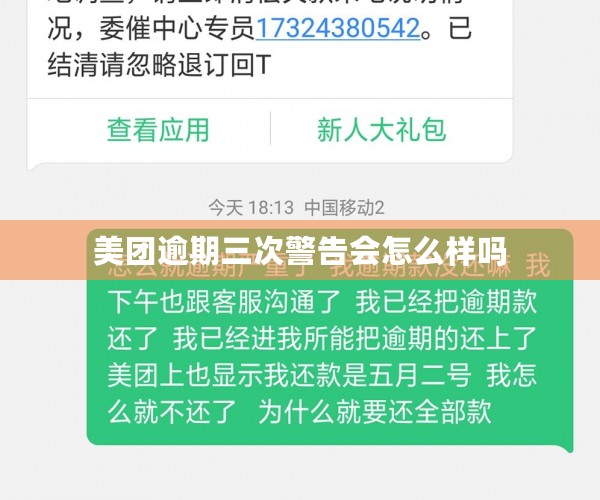 美团逾期三次警告会怎么样吗