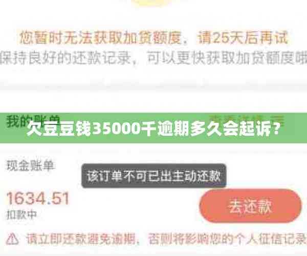 欠豆豆钱35000千逾期多久会起诉？