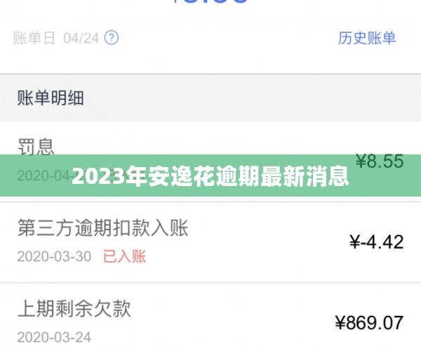 2023年安逸花逾期最新消息