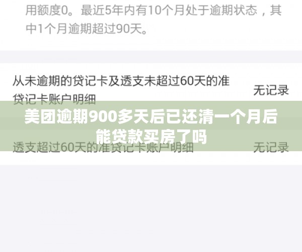 美团逾期900多天后已还清一个月后能贷款买房了吗