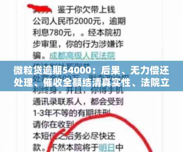 微粒贷逾期54000：后果、无力偿还处理、催收全额结     实性、法院立案应对