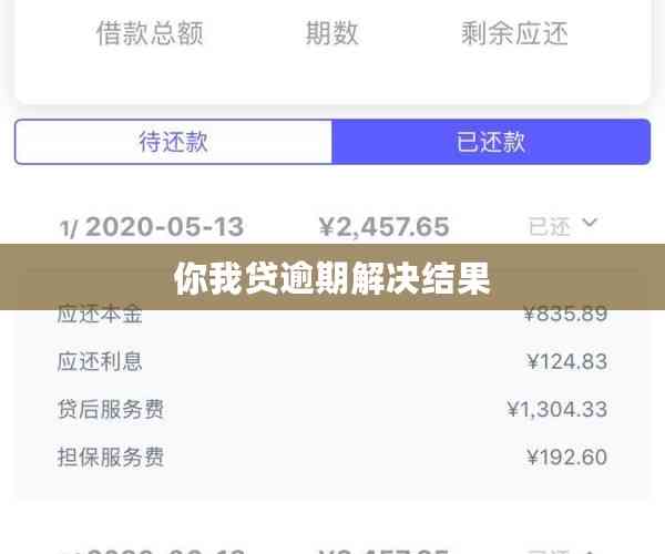 你我贷逾期解决结果