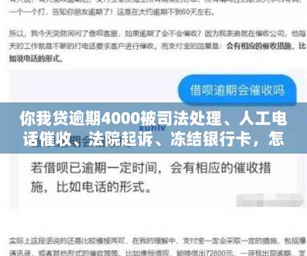 你我贷逾期4000被司法处理、人工电话催收、法院起诉、冻结银行卡，怎么办？