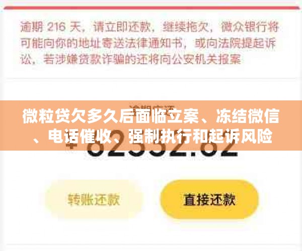 微粒贷欠多久后面临立案、冻结微信、电话催收、强制执行和起诉风险