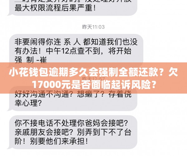 小花钱包逾期多久会强制全额还款？欠17000元是否面临起诉风险？