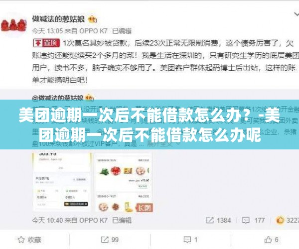 美团逾期一次后不能借款怎么办？-美团逾期一次后不能借款怎么办呢