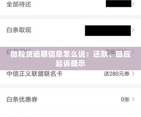微粒贷逾期信息怎么说：还款、回应起诉提示