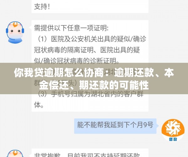 你我贷逾期怎么协商：逾期还款、本金偿还、期还款的可能性