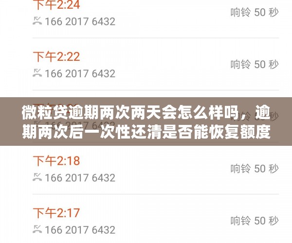 微粒贷逾期两次两天会怎么样吗，逾期两次后一次性还清是否能恢复额度