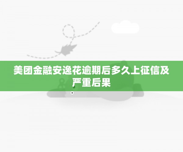 美团金融安逸花逾期后多久上征信及严重后果