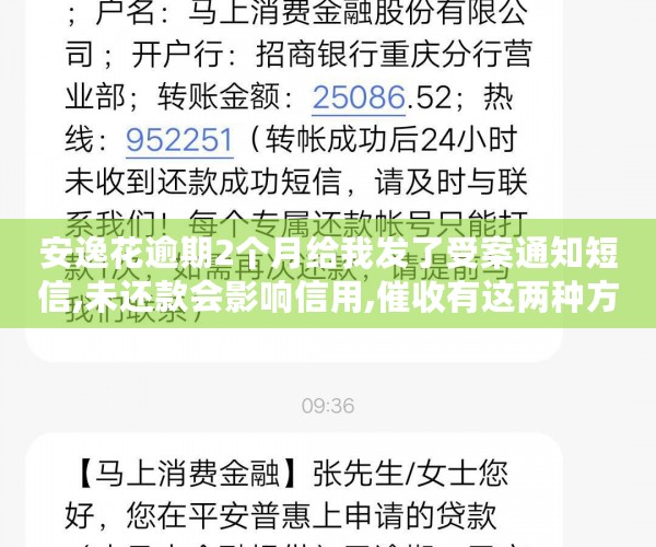 安逸花逾期2个月给我发了受案通知短信,未还款会影响信用,催收有这两种方式