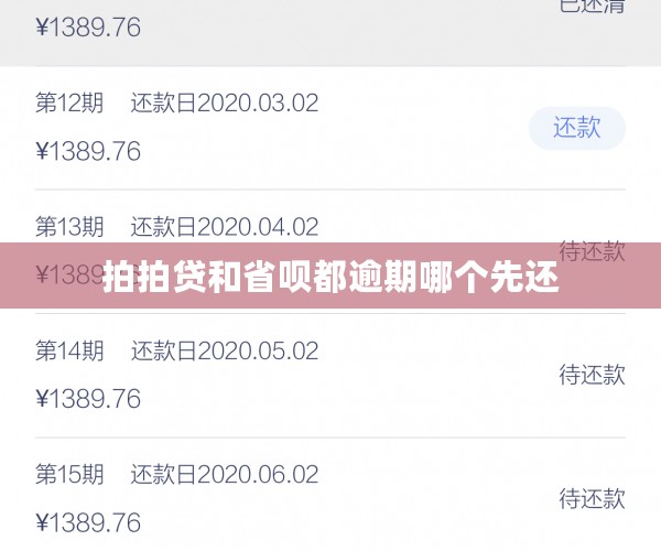 拍拍贷和省呗都逾期哪个先还
