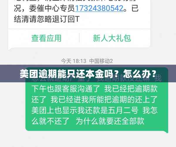 美团逾期能只还本金吗？怎么办？