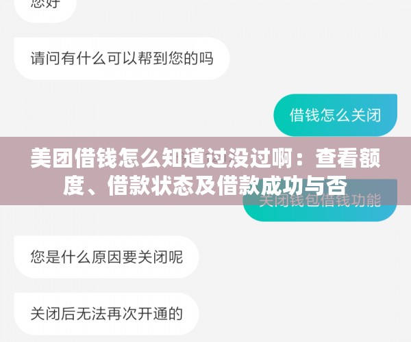 美团借钱怎么知道过没过啊：查看额度、借款状态及借款成功与否