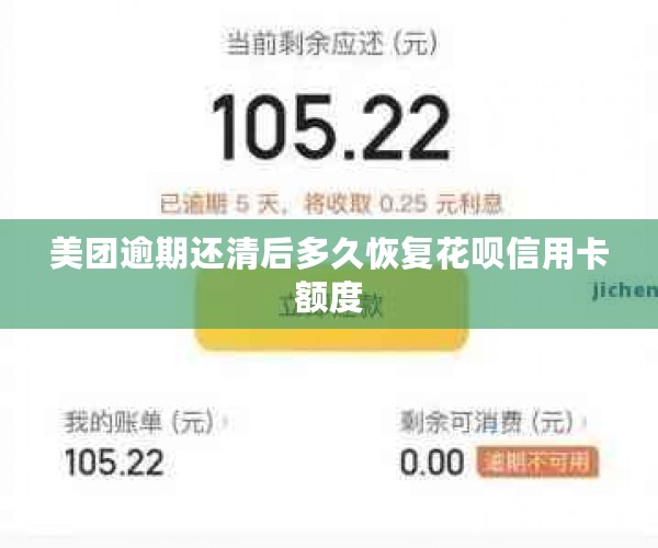美团逾期还清后多久恢复花呗信用卡额度