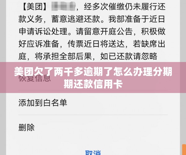 美团欠了两千多逾期了怎么办理分期期还款信用卡