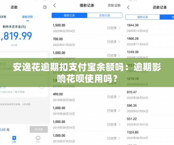 安逸花逾期扣支付宝余额吗：逾期影响花呗使用吗？
