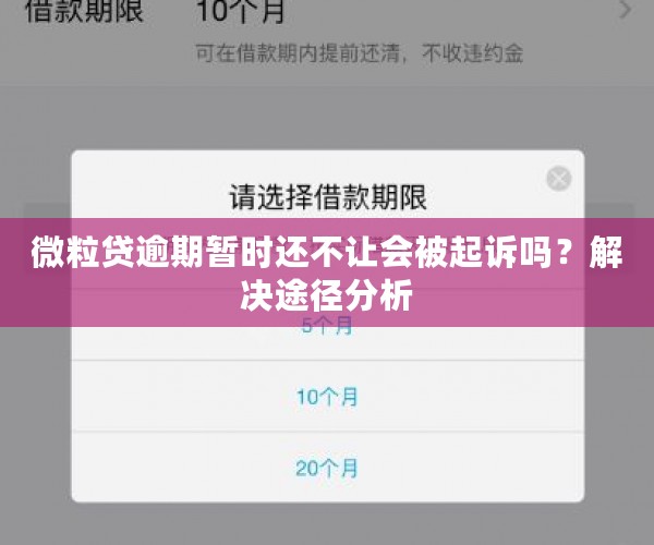 微粒贷逾期暂时还不让会被起诉吗？解决途径分析