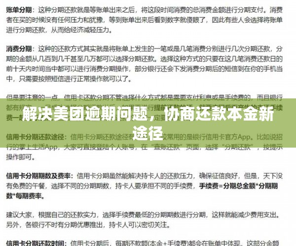 解决美团逾期问题，协商还款本金新途径