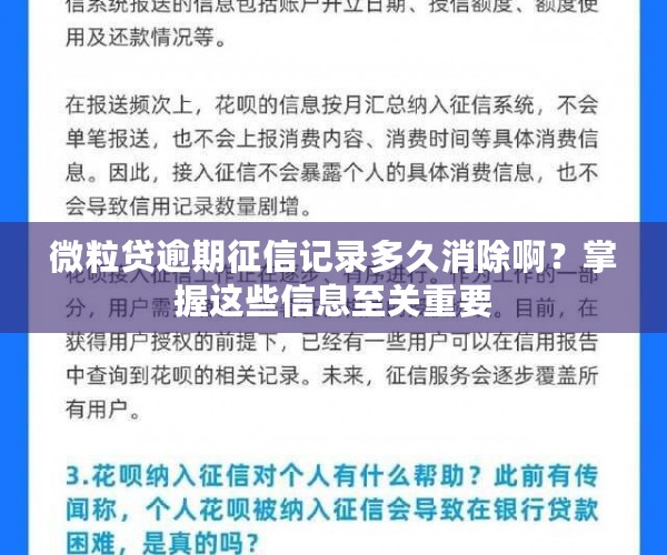 微粒贷逾期征信记录多久消除啊？掌握这些信息至关重要