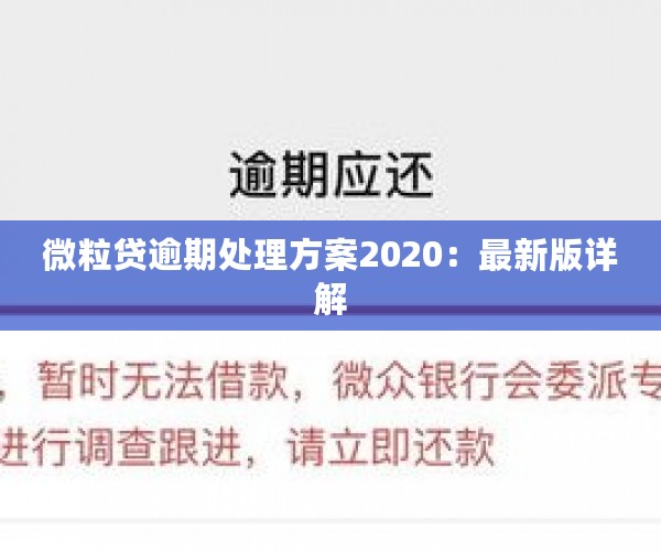 微粒贷逾期处理方案2020：最新版详解