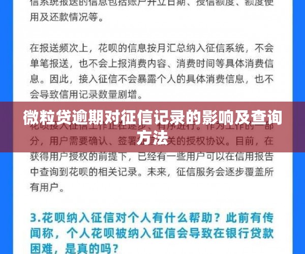 微粒贷逾期对征信记录的影响及查询方法