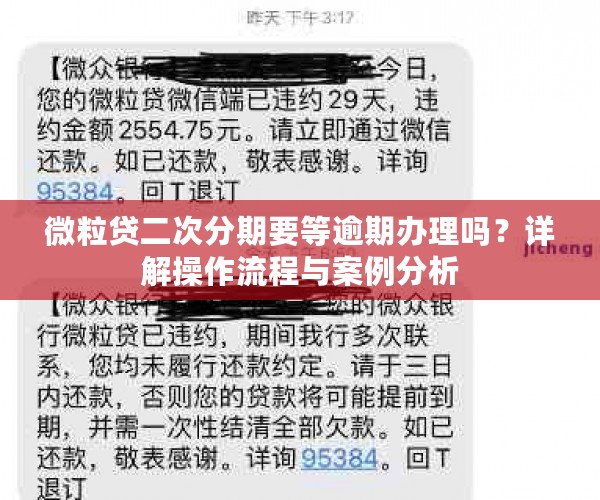 微粒贷二次分期要等逾期办理吗？详解操作流程与案例分析