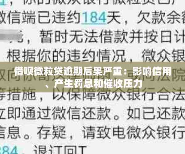 借呗微粒贷逾期后果严重：影响信用、产生罚息和催收压力