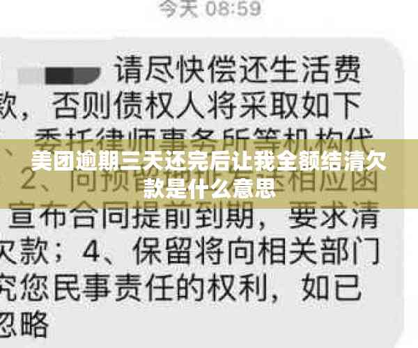 美团逾期三天还完后让我全额结清欠款是什么意思