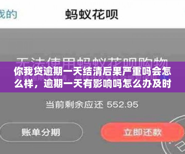 你我贷逾期一天结清后果严重吗会怎么样，逾期一天有影响吗怎么办及时还款