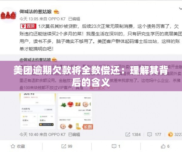 美团逾期欠款将全数偿还：理解其背后的含义