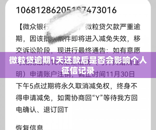 微粒贷逾期1天还款后是否会影响个人征信记录