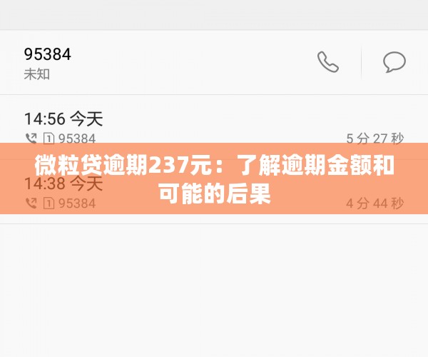 微粒贷逾期237元：了解逾期金额和可能的后果