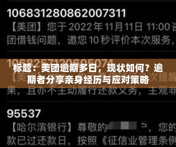 标题：美团逾期多日，现状如何？逾期者分享亲身经历与应对策略