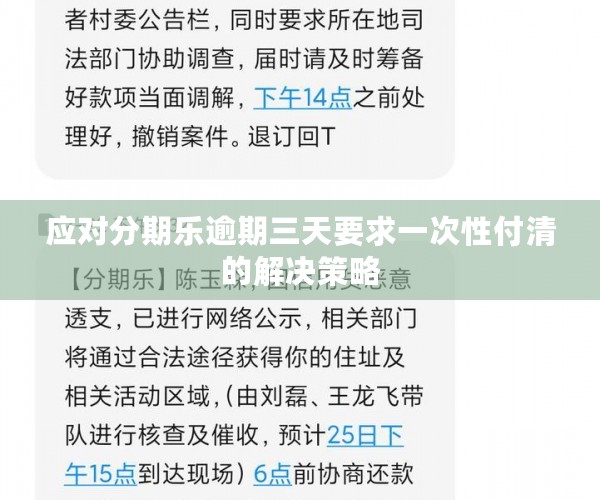 应对分期乐逾期三天要求一次性付清的解决策略