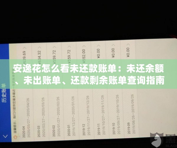 安逸花怎么看未还款账单：未还余额、未出账单、还款剩余账单查询指南