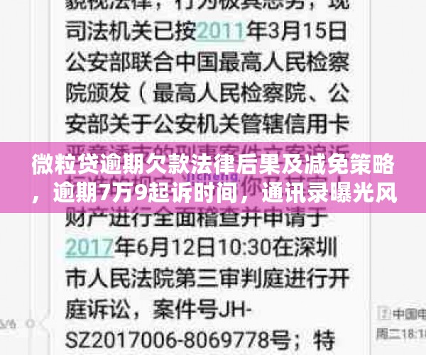 微粒贷逾期欠款法律后果及减免策略，逾期7万9起诉时间，通讯录曝光风险