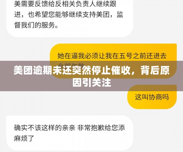 美团逾期未还突然停止催收，背后原因引关注